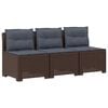 vidaXL 3-zits tuinbank met kussens in rattanlook PP Bruin
