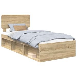 vidaXL Bedframe Sonoma Eiken 75 x 190 cm Massief grenenhout