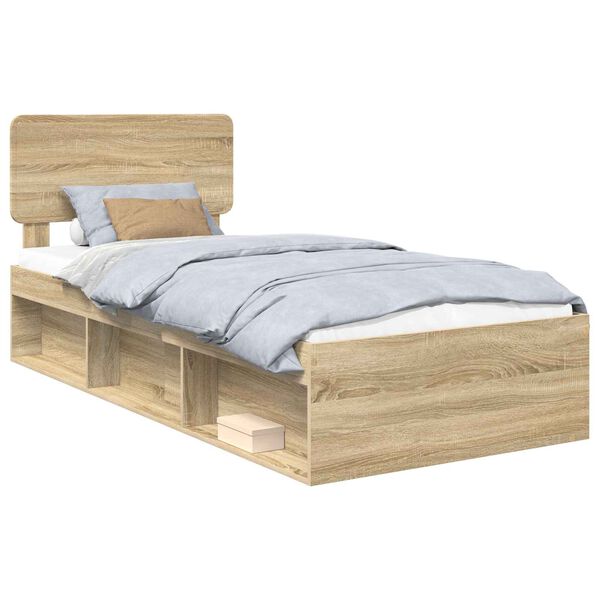 vidaXL Bedframe Sonoma Eiken 75 x 190 cm Massief grenenhout