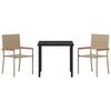 vidaXL Tuin eettafelset met kussen 3 pcs Beige poly rattan