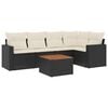 vidaXL 6-delige Loungeset met kussens poly rattan zwart