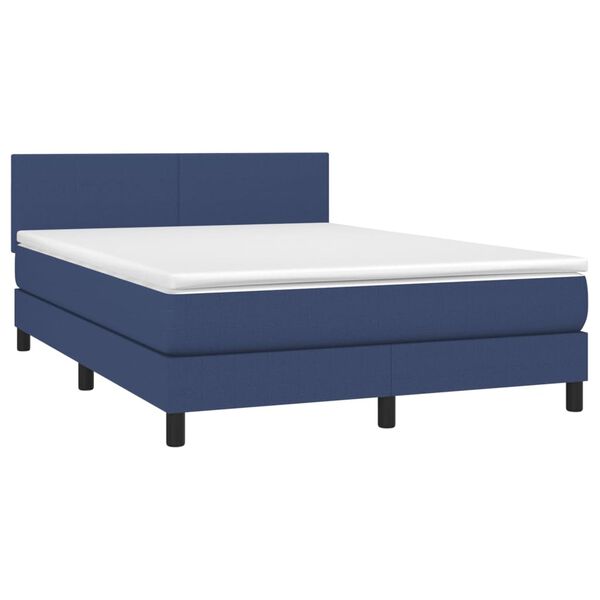 vidaXL Boxspring met matras stof blauw 140x190 cm