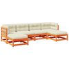 vidaXL 6-delige Loungeset met kussens massief grenenhout wasbruin