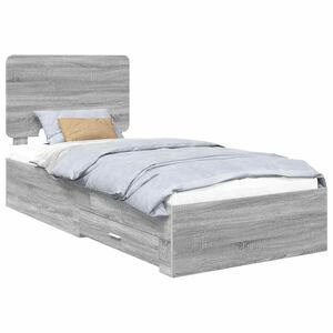 vidaXL Bedframe met hoofdeinde Grijs Sonoma 90 x 200 cm Bewerkt hout