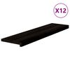 vidaXL Traptreden 12 st 100x25x2 cm massief eikenhout bruin-zwart
