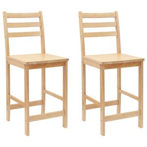 vidaXL Eettafelstoelen 2 st Massief Rubberhout Naturel