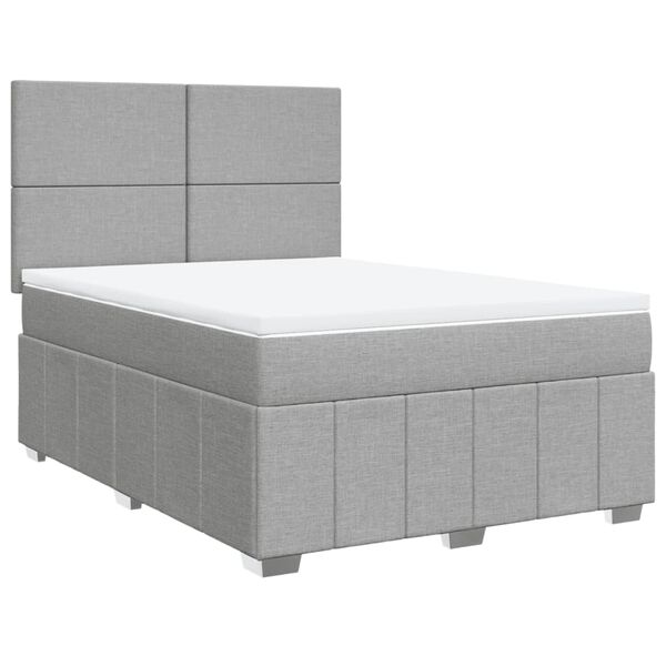 vidaXL Boxspring met matras stof lichtgrijs 140x200 cm