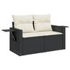 vidaXL 3-delige Loungeset met kussens poly rattan zwart