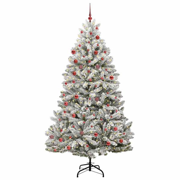 vidaXL Kunstkerstboom met 300 LED Groen en Wit 210 cm PVC en Metaal