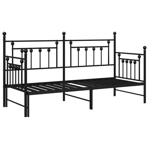 vidaXL Bedframe voor een daybed met hoofdeinde Zwart 75 x 190 cm Staal