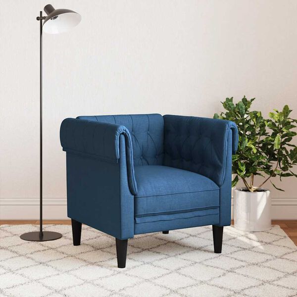 vidaXL Fauteuil Chesterfield-stijl stof blauw