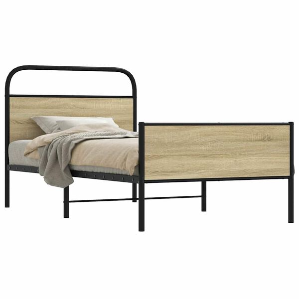 vidaXL Bedframe zonder matras bewerkt hout sonoma eikenkleur 107x203cm