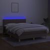 vidaXL Boxspring met matras en LED stof taupe 140x200 cm