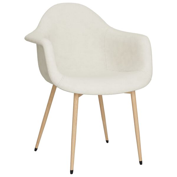 vidaXL Eetkamerstoelen 2 st stof cr&egrave;mekleurig