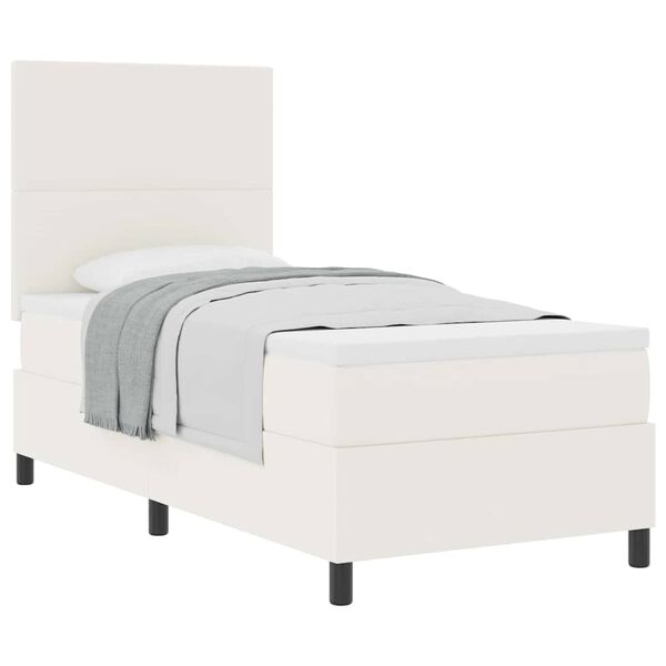 vidaXL Boxspring bed Crème en Wit 203 x 80 x 128 cm Katoenen stof