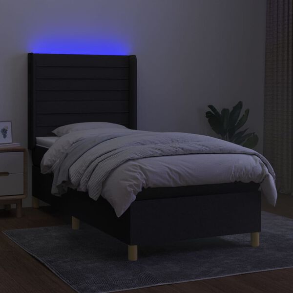 vidaXL Boxspring met matras en LED stof zwart 80x200 cm