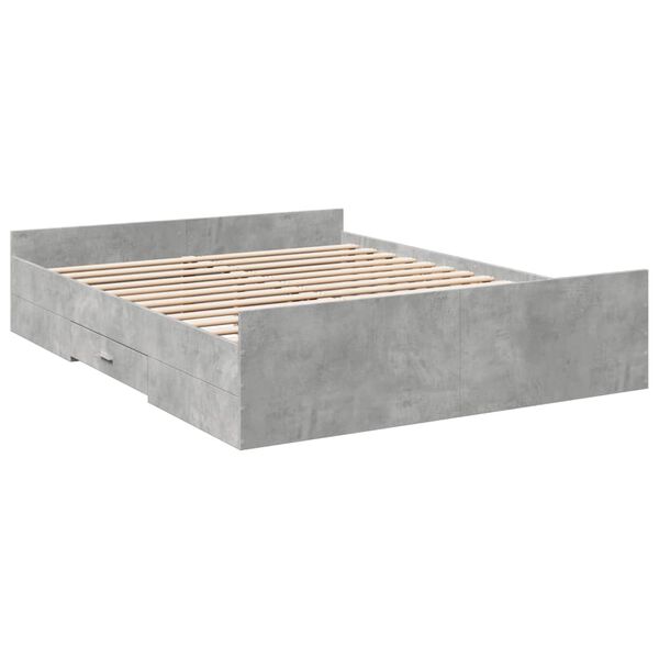 vidaXL Bedframe met lades bewerkt hout betongrijs 150x200 cm