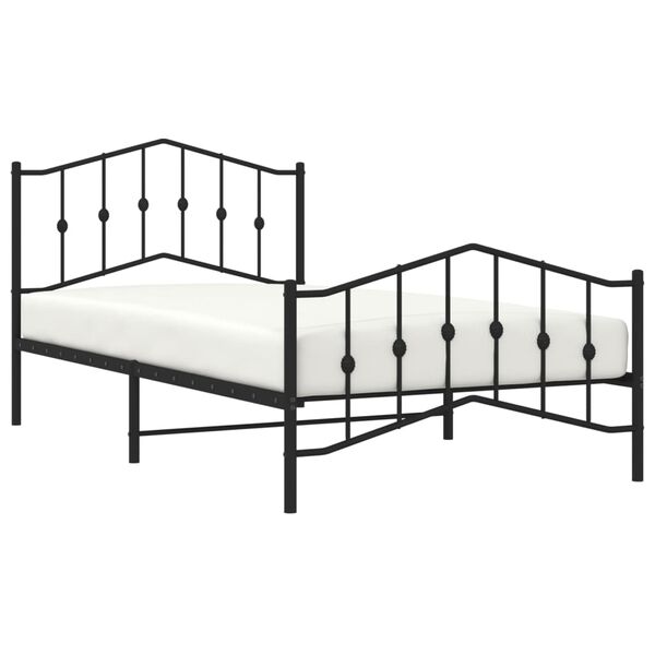 vidaXL Bedframe met hoofd- en voeteneinde&nbsp;metaal zwart 107x203 cm