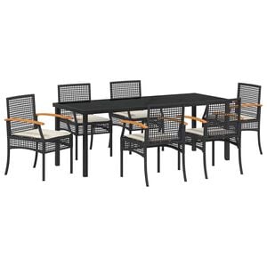 vidaXL Tuin eettafelset 7 st Zwart Rattan