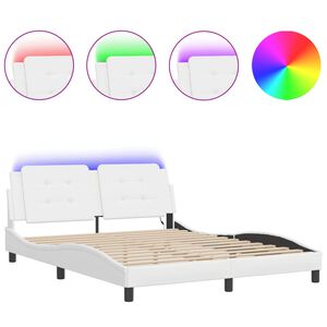 vidaXL Bedframe met LED zonder matras "Zadar" wit 160x200 cm