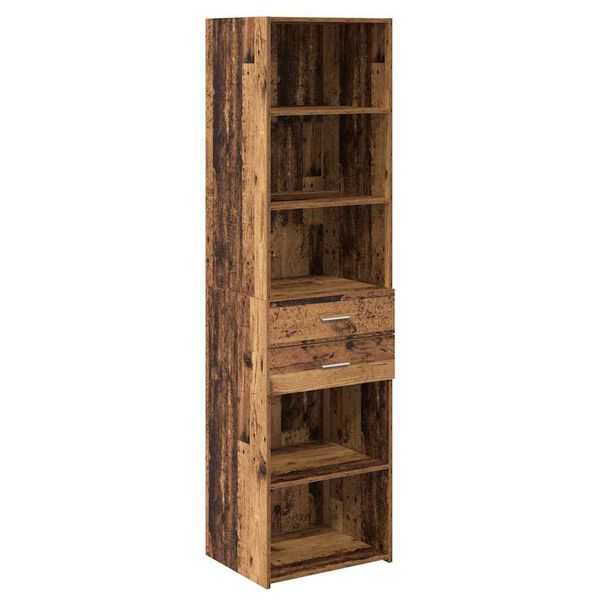 vidaXL Highboard met lade Oud Hout 50 x 42,5 x 185 cm Bewerkt hout