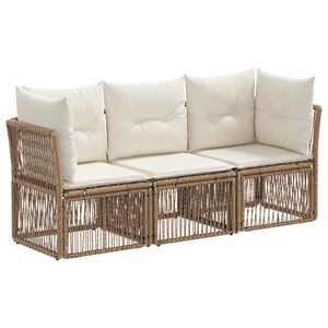 vidaXL Tuinbankenset 3 st Beige poly rattan