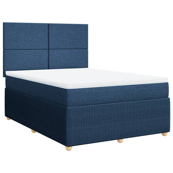 vidaXL Boxspring met matras stof blauw 160x200 cm