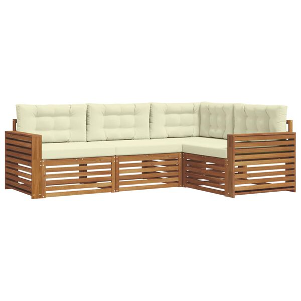 vidaXL Buiten bankenset met kussen 4 pcs Natuurlijk en Cr&egrave;me