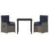vidaXL Tuin Eetset 3 pcs Grijs Poly riet