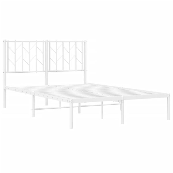 vidaXL Bedframe met hoofdbord metaal wit 120x200 cm