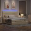 vidaXL Ottoman bed met matrassen en LED's 180x200cm stof cr&egrave;mekleurig