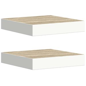 vidaXL Wandschappen zwevend 2 st 23x23,5x3,8 cm MDF eikenkleurig wit
