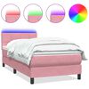 vidaXL Boxspring met matras en LED fluweel roze 100x220 cm