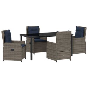 vidaXL Tuin Eetset 5 pcs Grijs Poly riet