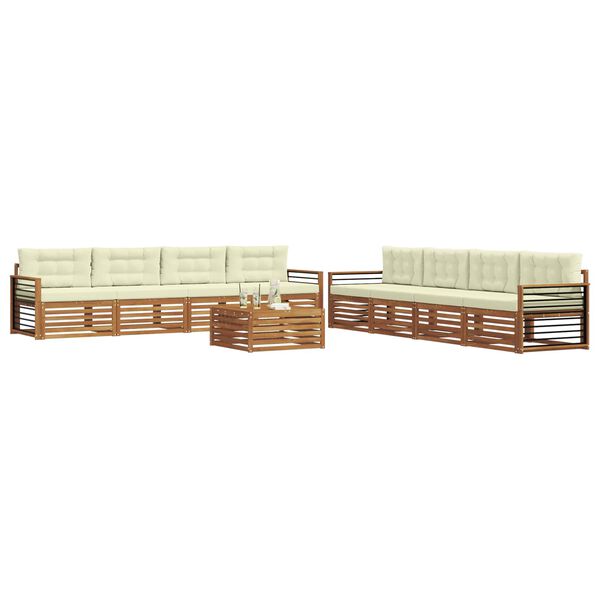 vidaXL Buiten bankenset met kussen 9 pcs Natuurlijk en Cr&egrave;me