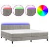 vidaXL Boxspring met matras en LED fluweel lichtgrijs 200x200 cm