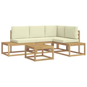 vidaXL Buiten bankenset 4 Stuk Wit en cr&egrave;mekleurig Polyester