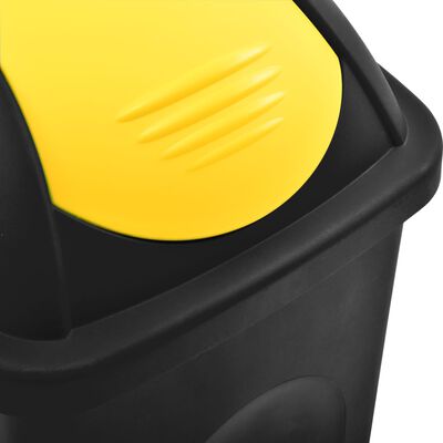 vidaXL Vuilnisbak met schommeldeksel 60 L zwart en geel