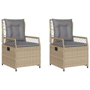vidaXL Tuinstoelen 2 st verstelbaar poly rattan beige