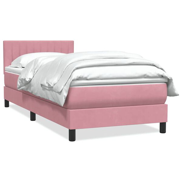 vidaXL Boxspring met matras fluweel roze 100x220 cm