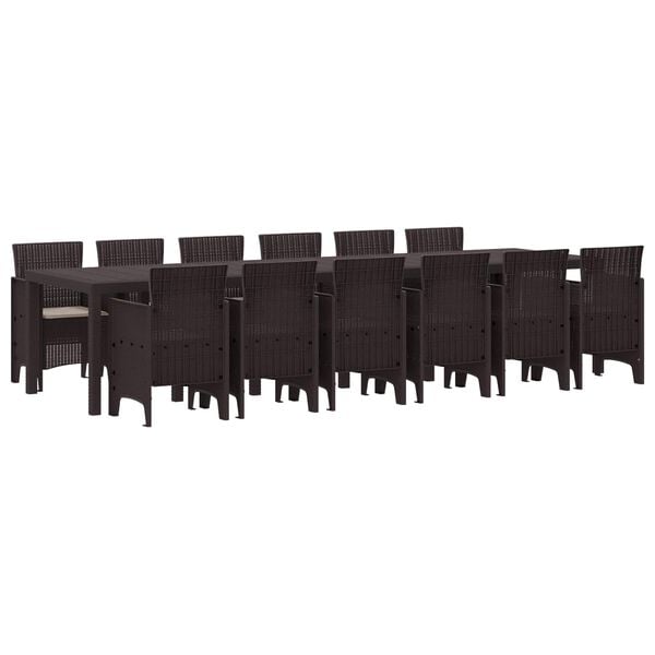 vidaXL Tuin Eetset 13 pcs Bruin Polt riet
