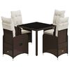 vidaXL 5-delige Bistroset met kussens poly rattan bruin