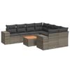 vidaXL 9-delige Loungeset met kussens poly rattan grijs