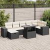 vidaXL 5-delige Loungeset met kussens poly rattan zwart