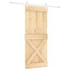 vidaXL Schuifdeur Natuurlijk en Wit 100 x 210 cm Massief grenenhout