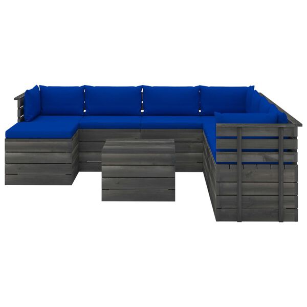vidaXL 9-delige Loungeset pallet met kussens massief grenenhout