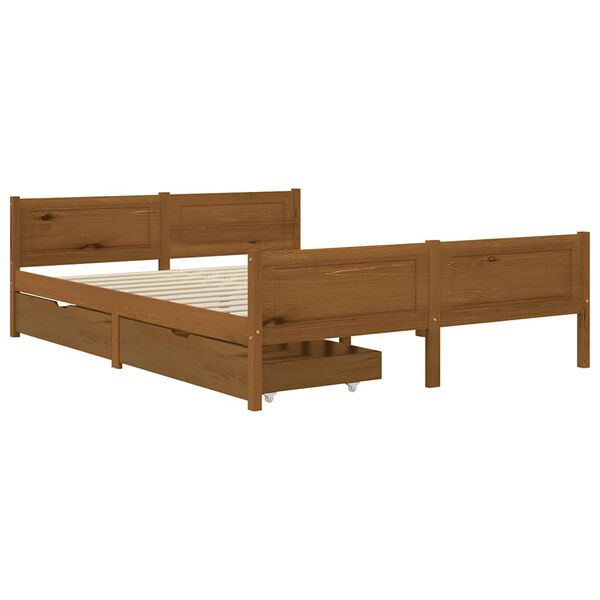 vidaXL Bedframe met 2 lades massief grenenhout honingbruin 160x200 cm