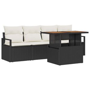 vidaXL Tuin Sofa Set met kussen 5 pcs Zwart en cr&egrave;me