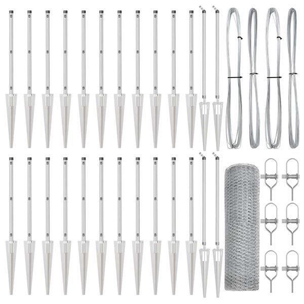 vidaXL Afrasteringspaal Zilver 50 x 1 m (13 mm gaas) Staal