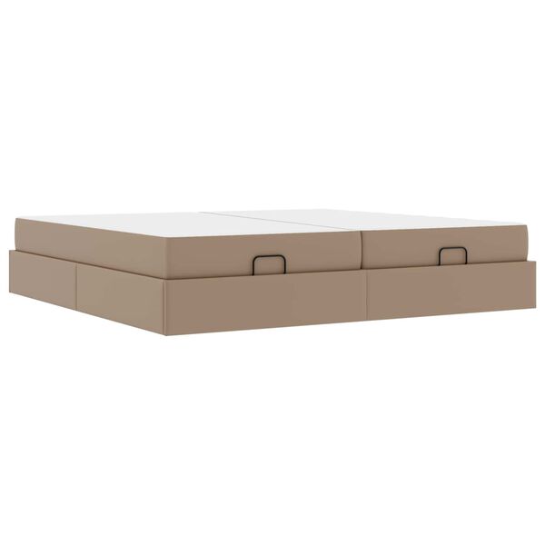 vidaXL Bedframe met matras met matras 2 pcs Tan PVC